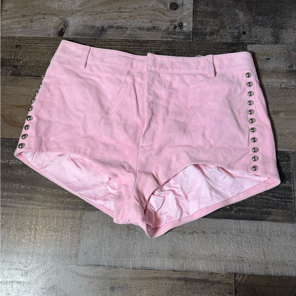 Retrofte Sabine Suede Shorts Primer Pink Studded Y2k Glam Festival Size L